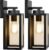 Outdoor Wall Light Fixtures, Exterior Waterproof Wall Lanterns, Porch Sconces Lighting with E26 Sockets & Glass Shades, Modern Matte Black Outside Lights for Patio Front Door Entryway Garage, 2-Pack