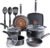 T-Fal Signature Nonstick Pots and Pans Set 12 Piece, Oven Broiler Safe 350F, Kitchen Cookware Set w/Fry Pans, Saucepans, Saute Pan, Dutch Oven, Griddle, Kitchen, Home, Dishwasher Safe, Black