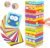 Nene Toys Wooden Tumble Tower Game with Animals & Colors, 4-in-1 Educational Family Board Game for Kids Ages 3-9, Creativity & Cognitive Skills Booster – Gift for Boys Girls 3+ Years