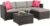 GAOMON 5-Piece All-Weather Patio Furniture Set, Convertible Outdoor Sectional Sofa with Ottoman & Tempered Glass Table, PE Rattan Conversation Set for Garden, Backyard, Porch, Poolside