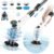 PUFTEM Electric Spin Scrubber, Cordless Shower Scrubber with 8 Scrub Brush, 2 Speed with Adjustable Extension Handle, Battery Level Display, Power Scrubber for Bathroom Bathtub Tile Floor (Black)