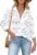 HOTOUCH Womens Button Down Shirts Linen Cotton Long Sleeve Blouses Casual Collared Loose Fit Gauze Tops with Pocket