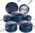 Nuwave Healthy Duralon Blue Ceramic Nonstick 12pc Cookware Set,Diamond Infused Scratch-Resistant,PFAS Free,Dishwasher & Oven Safe,Induction Ready & Evenly Heats, Tempered Glass Lids, Stay-Cool Handles