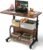 QZMDSM Portable Rolling Desk on Wheels Adjustable Height Desks for Small Spaces, 32″ Computer Desk Drafting Tables with Storage Shelves for Home Office Rustic