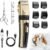 HEAPETS Dog Grooming Clippers, Low Noise, Electric Quiet, Adjustable Clipper Comb, Rechargeable Cordless Dog Hair Clippers for Dogs Cats Pets, Gold