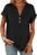ANRABESS Womens Short Sleeve Henley Tops V Neck Dressy Casual Blouses Summer Trendy Tee Shirts 2026 Vacation Fashion Clothes