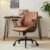 YFO Home Office Desk Chair Office Rubber Casters Ergonomic Computer Chair with Lumbar Support Adjustable Height Rolling Swivel Executive Task Armrests Chair， Brown Leather