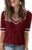 AKEWEI Womens V Neck Sweater Short Sleeve Lightweight Knit Spring Summer Tops with Decorative Buttons