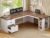 SEDETA Farmhouse 67″ L Shaped Desk with 3 Drawers, White Corner Computer Desk with Storage Shelves, Home Office Desks with Power Outlets，Executive Desk for Home Office, White and Brown