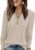 MixShe Womens Henley Sweaters 2026 Fall Winter Ribbed Knit V Neck Button Pullover Long Sleeve Tops
