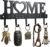 WIPHANY Entryway Wall Key Holder with 5 Hooks, Metal Key Rack Wall Mount for Keys, Bags and Leashes, Decorative Organizer for Entryway, Mudroom or Hallway, Sweet Home Design, 9.8 inches, Black