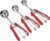 Cookie Scoop Set, 3Pcs Ice Cream Scoop, Cookie Scoops for Baking Set of 3, 18/8 Stainless Steel Cookie Scooper for Baking, Ice Cream Scooper with Trigger Release, Red Soft Grip Cookie Dough Scoop