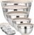 Umite Chef Mixing Bowls with Airtight Lids Set, 8PCS Stainless Steel Khaki Nesting Bowls with Grater Attachments, Kitchen Bowls with Non-Slip Bottoms, Size 5, 4, 3.5, 2, 1.5QT for Mixing & Serving