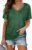 WIHOLL Womens Summer T-Shirts Short Sleeve V Neck Dolman Tops with Side Shirring Loose Fit Shirts Spring Fashion