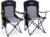 EMERIT 2 Pack Oversized Padded Camping Chair, 350LB Heavy Duty Quad Fold Chair with Arms, Collapsible Outdoor Chairs with Lumbar Back & Cup Holder