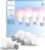 Philips Hue Essential Smart LED A19 Bulb, White and Color Ambiance, E26 Base, 8.8W, 2200K-6500K, 800 Lumens, Dimmable, Works with Alexa, Google, and Apple Home, 4-Pack