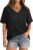 Aokosor Womens V Neck Short Sleeve T Shirts Summer Tops 2026 Casual Loose Tees Trending Now S-4XL