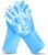 Pet Grooming Gloves—Heat Resistant Dog Washing Gloves with High-Density Teeth, Dog Bath Scrubber with Enhanced Five Finger Design, Silicone Gloves for Dogs and Cats Bathing, Massage (Blue)