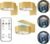 3Pcs Battery Operated Picture Light, Magnetic Led Painting Light with Remote Dimmable and Timer, 3 Lighting Modes Art Display Light for Picture Frame Paintings, Wireless Wall Decor Puck Lights, Gold