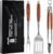 GRILAZ Heavy-Duty Rose Wooden BBQ Grilling Tools Set. Extra Thick Stainless Steel Multi-Function Spatula, Fork & Tongs | Essential Accessories for Barbecue & Grill. Ideal Gift for Father…