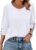 OFEEFAN Womens Tops 3/4 Sleeve with Buttons Dressy Casual Blouses Summer Outfits Beach Vacation Plus Size Spring Clothes