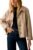 Yeokou Women Oversize Trench Coat Plaid Lining Lapel Button Down Casual Crop Jacket Outwear with Pockets