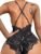SOLY HUX Women’s One Piece Lingerie Sexy Lace Babydoll Deep V Teddy Criss Cross Backless Teddy Mini Bodysuit