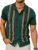 PJ PAUL JONES Mens Polo Shirts Vintage Striped Button Down Knitted Golf Shirts