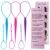 Aigee 6pcs Topsy Tail and Hair Loop Styling Tool Set – Ponytail Makers, French Braid Loops in Large and Small, Hair Pull Through Tools (Pink, Blue, Purple) for Women and Girls