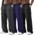 Neer 3 Pack Men’s Big and Tall Cargo Sweatpants Baggy Wide Straight Leg Lightweight Open Bottom Drawstring Pants Pockets