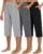Huukeay 3 Pack Women’s Capri Sweatpants, Cozy Wide Legs Cropped Capri with Pockets, Lounge Jogger Pants Workout Yoga Solid