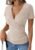 ANRABESS Womens Tops Short Sleeve V Neck Sexy Ribbed Knit Slim Fit Lightweight Sweater 2026 Summer Dressy Casual T-Shirts