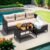 Devoko Outdoor Patio Furniture 3-Piece Rattan Waterproof Outdoor Sectional Sofa All-Weather L Shaped Patio Couch with Cushion Glass Table for Balcony, Garden (Beige)