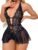 Sexy Lingerie for Women Lace Bodysuit One Piece Teddy Mini Babydoll Mesh Sleepwear V Neck Chemise Nightgowns