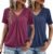 2 Pack Summer Tops for Women V Neck Shorts Sleeve Casual Ruched Tops Women T Shirts Clothes Trendy 2026