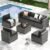 LazySunsets 7-Piece Patio Furniture Set, Wicker Rattan Outdoor Furniture with Thick Cushions, Patio Conversation Sets with Coffee Table, Outdoor Sectional Couch Sofa with Waterproof Cover, Black