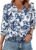 WIHOLL 3/4 Length Sleeve Womens Tops with Button Cuffs Dressy Casual V Neck Summer Outfits Early Fall Fashion Spring Clothes