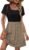 OFEEFAN Womens Summer Dresses 2025 Short Sleeve Square Neck Casual Sundresses with Pockets A-Line Color Block