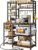 SNTD Baker Rack with Power Outlet – Microwave Stand with Storage, Large Coffee Bar Station with 14 Hooks, Metal Kitchen Shelf Rack for Spices, Pots (Rustic Brown) | with Power Outlet, with Storage, with 14 Hooks, for Spices, for Pots