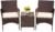 Devoko Patio Porch Furniture Sets 3 Pieces PE Rattan Wicker Chairs with Table Outdoor Garden Furniture Sets (Brown/Beige)