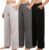 PNAEONG 3 Pack Women’s Petite Sweatpants, Casual Wide Leg Pants Loose Fit Lounge Pants with Pocket,XS-XL