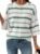 Dokotoo Womens Sweaters Spring Summer Oversized 3/4 Sleeve Striped Crewneck Casual Lightweight Knit Pullover Sweater Tops