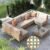 Grand patio 7-Piece Wicker Patio Furniture Set, Boho Outdoor Conversation Set Sectional Sofa with Water Resistant Thick Cushions and Coffee Table, Cream