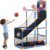 JOYIN Arcade Basketball Game Set with 4 Balls and Hoop for Kids 3 to 12 Years Old Indoor Outdoor Sport Play – Easy Set Up – Air Pump Included – Ideal for Competition