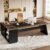 Tribesigns 78″ L-Shaped Executive Desk, Extra Large Modern Office Desk with Drawers and File Cabinet, Business Furniture with Storage Shelves, Big Computer Desk for Home Office (Light Walnut + Black)