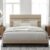 Allewie Queen Size Platform Bed Frame with Fabric Upholstered Headboard and Wooden Slats Support, Fully Upholstered Mattress Foundation/No Box Spring Needed/Easy Assembly, Beige