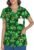LOMON Women’s V Neck Printed Scrub Top with 3 Pockets