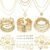 FAXHION 68 Pcs Gold Jewelry Set for Women with 7 Necklace, 17 Bracelet, 5 Hoop Earrings, 15 Stud Earrings, 24 Knuckle Rings for Women Jewelry Set for Women