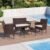 Shintenchi 4 Piece Outdoor Patio Furniture Set, Wicker Rattan Patio Conversation Set, Outdoor Chairs and Loveseat with Coffee Table for Porch, Yard & Poolside (Brown)