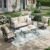MIXPATIO Patio Furniture Set 4 pcs, Metal Outdoor Patio Furniture, 3-Seat Sofa, 2 Swivel Chairs, Metal Coffee Table and 5.75″ Extra Thick Cushion, Patio Conversation Set,Beige